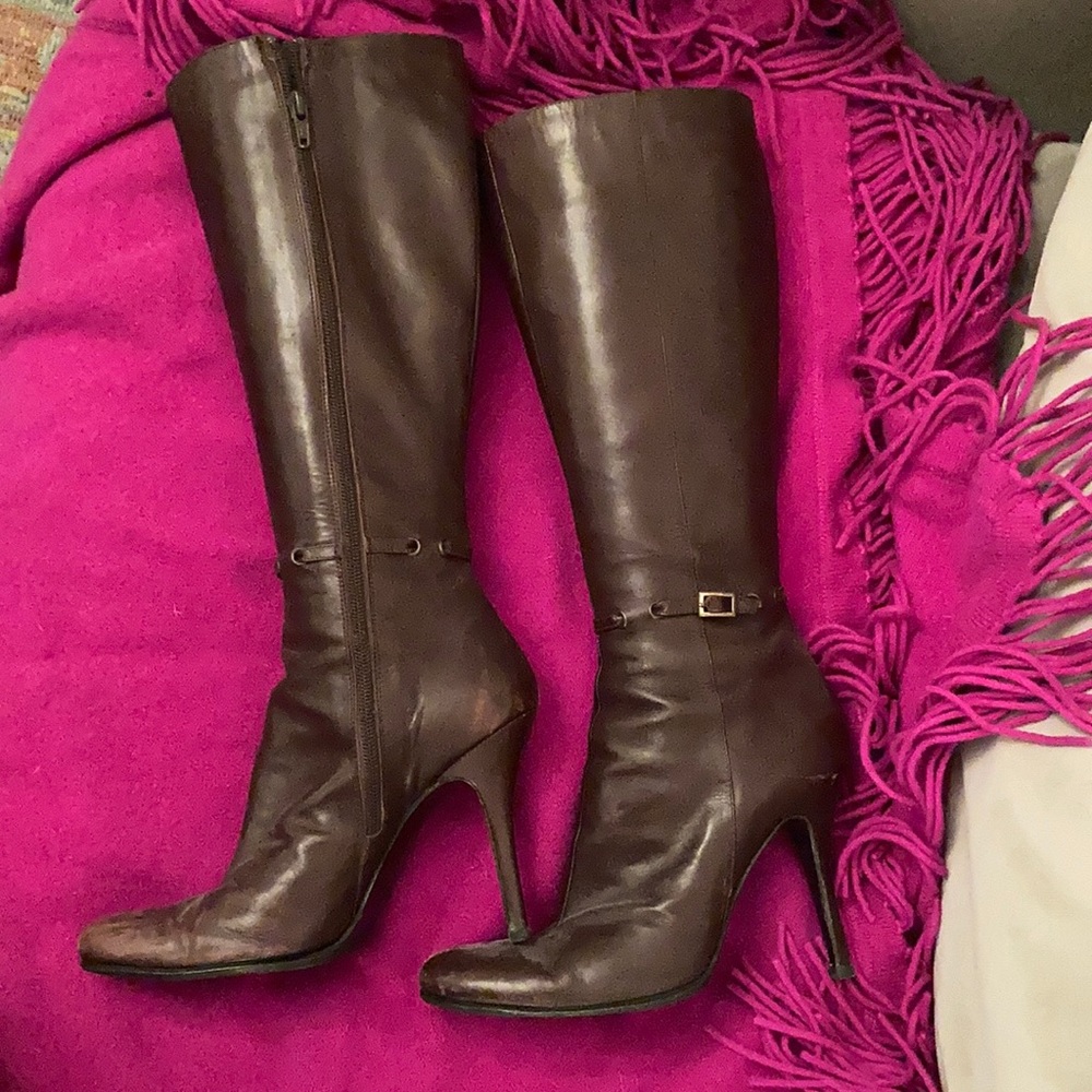 Brown Knee High Leather Boots